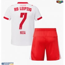 Otroški Nogometni dresi RB Leipzig Antonio Nusa #7 Domači 2025-26 Kratek Rokav (+ Kratke hlače)